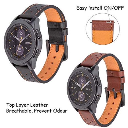 Galaxy Watch 42mm Bands 2 Pack, 20mm Watch Bands Galaxy Watch Active 2 Band Genuine Leather