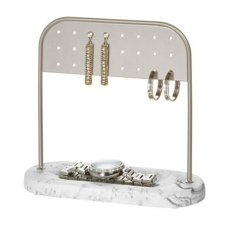 iDesign Dakota Earring Organizer, White Marble/Satin