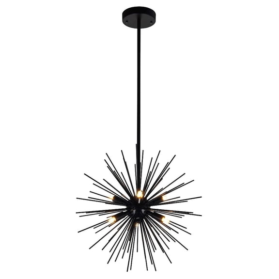 CWI Lighting Savannah 6 Light Starburst Glass Chandelier in Black