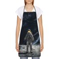 thumbnail image 2 of Naloa 1Pack Adjustable Bib Apron Waterdrop Resistant Cooking Kitchen Aprons for Women Men Chef, Astronaut Standing In The Moon Print, 2 of 5