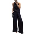 thumbnail image 6 of mihongmao Summer Outfits Outfits for Women 2 Piece Sets Women's Casual Sleeveless Trousers Satin Suit Black S, 6 of 7