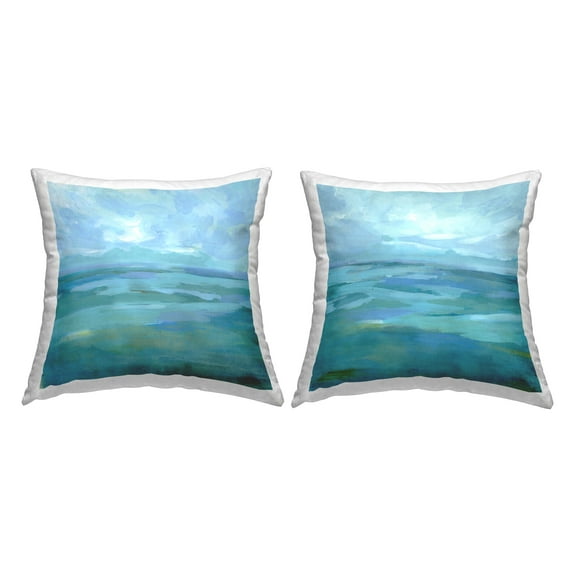 Stupell Industries Blue Abstract Landscape Horizon Printed Throw Pillow Design by Victoria Barnes (Set of 2)