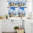 thumbnail image 3 of Puppy Beach Kitchen Curtains Valances and Tiers Set of 3 Watercolor Summer Dogs Beach Sky Ocean Tier Curtains and Valance with Rod Pocket for Small Windows, 27.5"x24", 3 of 9