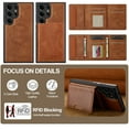thumbnail image 5 of Detachable Magnetic Wallet Case for Samsung Galaxy S23 Ultra, Premium PU Leather RFID Blocking Card Holder with Kickstand, TPU Shockproof Protective Slim Cover, Wireless Charging Compatible, Brown, 5 of 11