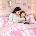 thumbnail image 4 of meiyoeat Coquette Bow Letter Twin Bedding for Girls, Pink Princess Ribbon Bedding Comforter Set, Pink Reversible, 7-Piece, 4 of 6