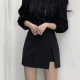 thumbnail image 3 of Black Mini Skirts Women Irregular Side Slits High Waist A Line Shorts Skirts Summer Korean Fashion Chic Hip Wrap Skirt Female, 3 of 8