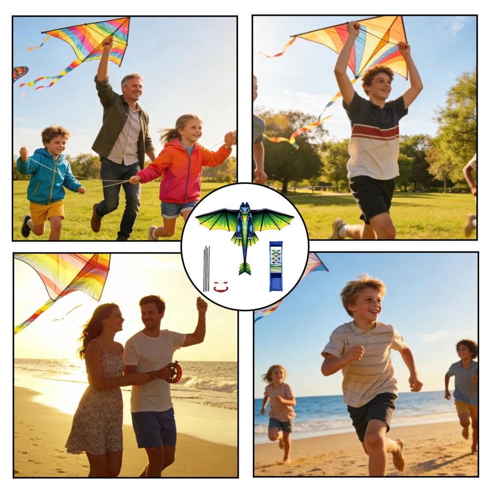 Ksruee Beach Kite Large Animal Portable Kite with Handle And 328ft String Kids Outdoor Activities for Adults Teens Youth Friends Relaxation Travel Park Yard Garden