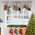thumbnail image 3 of Merry Christmas Tree Tie Up Valances Curtain, Graffiti Winter Snowflake Xmas Gray Adjustable Rod Pocket Short Window Treatment Tie Up Curtains Valances for Kitchen Living Room Bathroom 60x18 Inches, 3 of 9