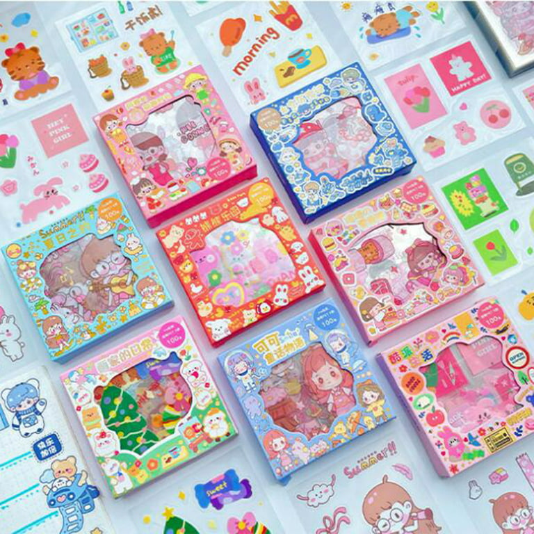 Glitter Stickers Sheet,100pcs/box Cartoon Animal Stickers,kawaii  Stickers,cute Stationery 