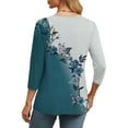 thumbnail image 5 of Texiao 3/4 Length Sleeve Women's Tops V Neck Casual Tunic Tops Basic Shirts Loose Fit Blouse, 5 of 7
