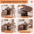 thumbnail image 3 of AFO 3 Pieces Extendable Dining Table Set for 2, 47″- 63″ Round to Oval Wood Kitchen Table with 2 Upholstered Chairs, Space-Saving Drop Leaf Kitchen Table for Small Spaces, Walnut, 3 of 13