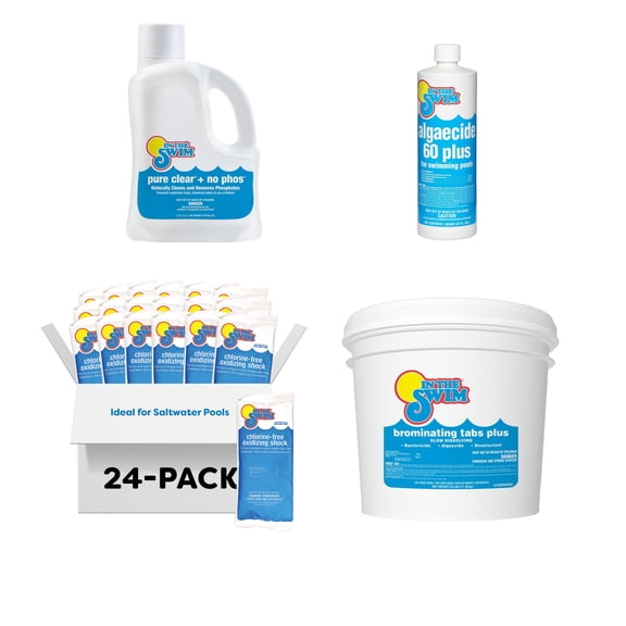 In The Swim Complete Bromine Pool Care Bundle – Bromine Tabs, Chlorine-Free Shock, No-Phos Clarifier & Algaecide 60 Plus - Basic BPCB_Basic