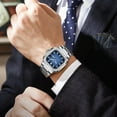 thumbnail image 4 of EXPLOJOY Square Watch for Men Waterproof Stainless Steel Wristwatch Diamond Quartz Watches with Luminous Date, 4 of 8