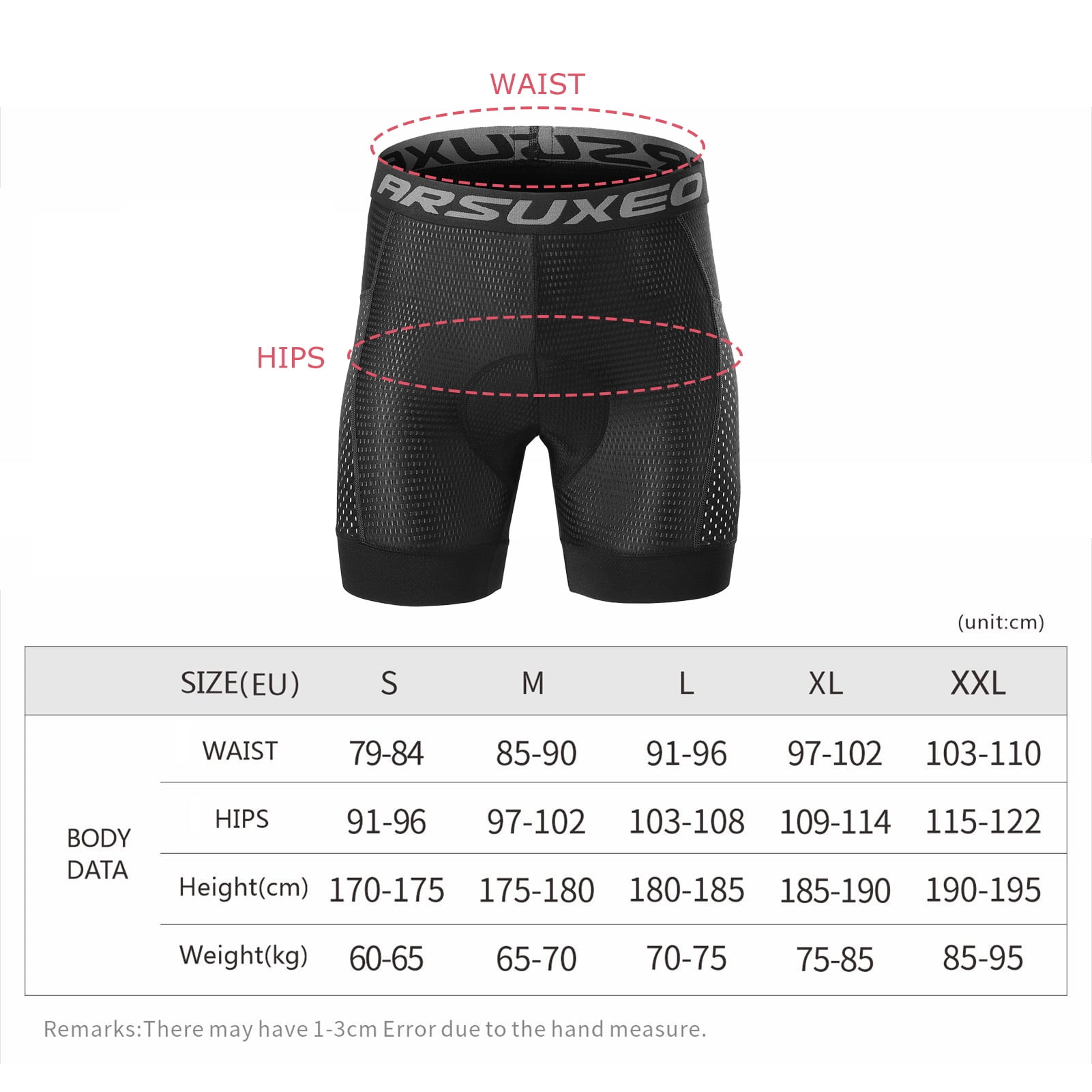 Cycle Arsuxeo Men Cycle Underwear Shorts 5D Gel Padded Quick Dry
