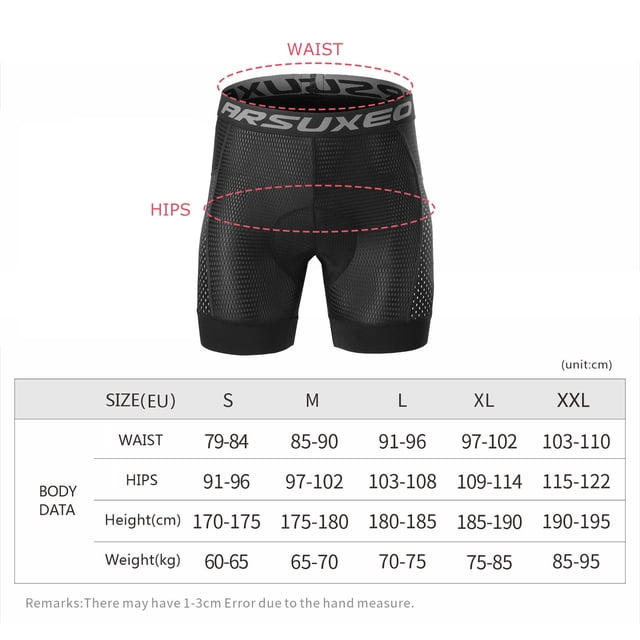 Shorts Arsuxeo Men Cycle Underwear Shorts 5D Gel Padded Quick Dry MTB Bike Bicycle Riding Shorts