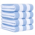 thumbnail image 3 of American Soft Linen, 100% Cotton 4-Pack Turkish Cabana Striped Beach Towels – Sand-Free, Soft & Absorbent, 30x60 Inches - Sky Blue, 3 of 10