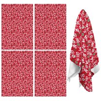 4 Pcs Funny Kitchen Towels,Red Christmas HO Pattern Microfiber Dish Towels,Kitchen Tea Towels,Kitchen Towel Set (18" X 26")