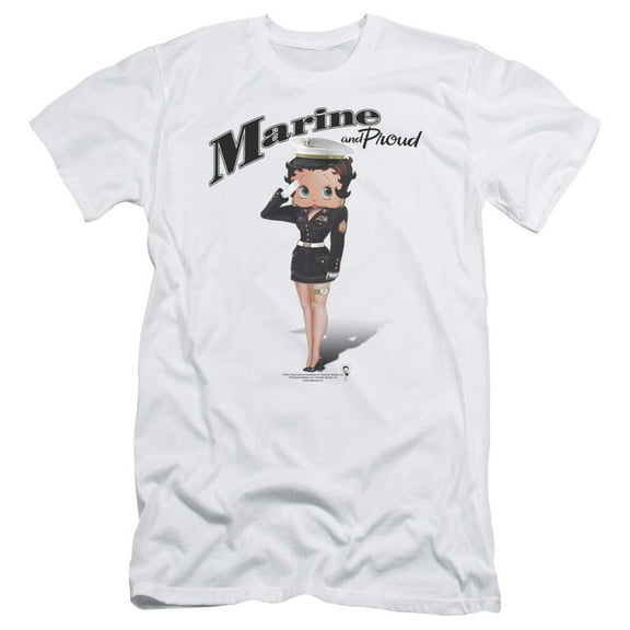 Betty Boop Marine Boop S/S Adult 30/1 T-Shirt White