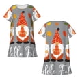 thumbnail image 5 of Salouo Hello Fall Gnomes Print Short Sleeve Sleepshirt for Womens Comfy Nightgown Scoopneck Cute Nightdress Ruffle -XX-Large, 5 of 7