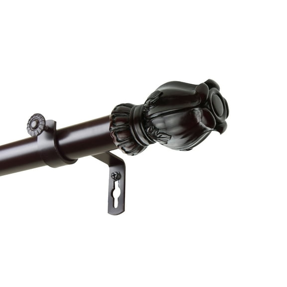 InStyleDesign Majesty 1 inch Diameter Adjustable Curtain Rod Mahogany 160 to 240 inches Brown Finish