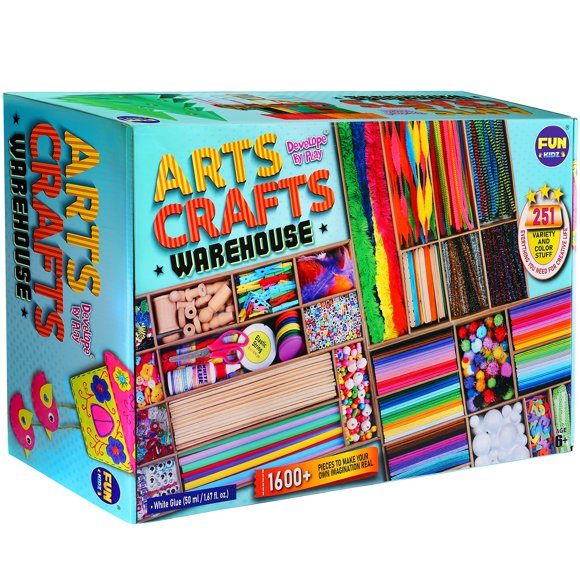 3 Layers Jumbo Arts and Crafts Supplies Warehouse, Biggest Chest Box 17.91Wx12.4L Includes 1600+ Giant Craft Materials Kit for Kids 6-12 Creative Toys Birthday Gift for Presch