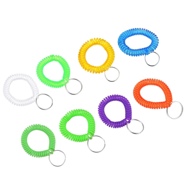 Unique Bargains Spiral Keychain, 8 Pack Plastic Wrist Stretchable Key Holder Lanyard, 8 Colors