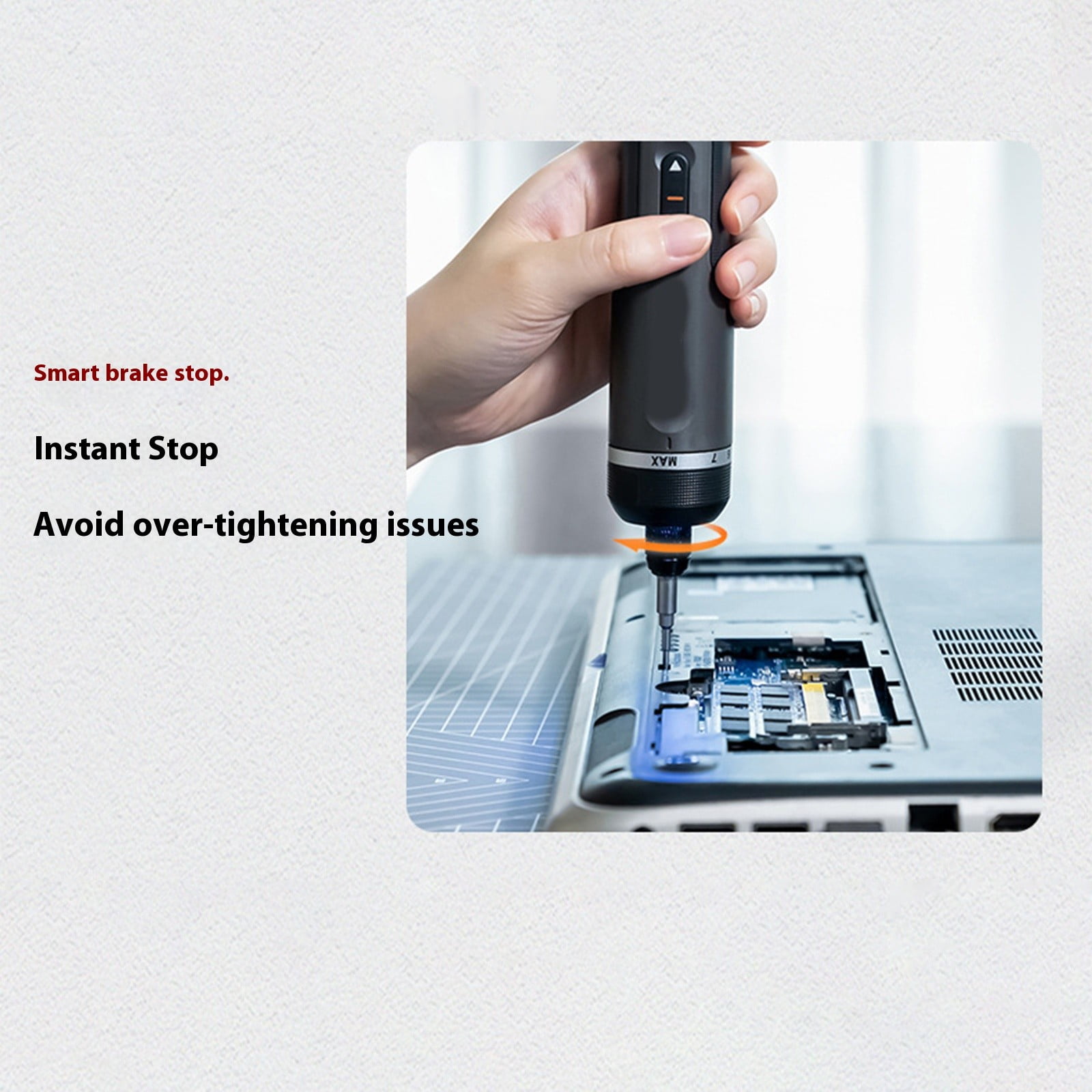 Compact Auto Rotations Electric Screwdriver 7 Variable Speeds Built In LED Light Bit Storage For Tight Space