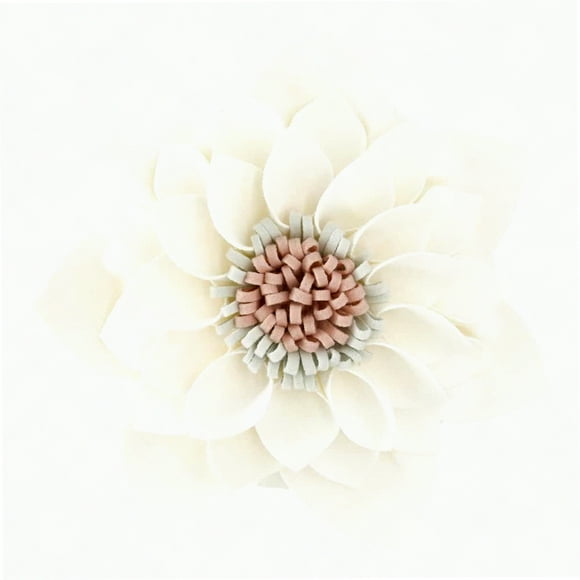 Floral Bliss 3D Round Cushion - Decorative Flower Throw Pillow for Sofa, Couch, Chair - 14 Inches Cream Accent - Home Decor Bedroom Accessory