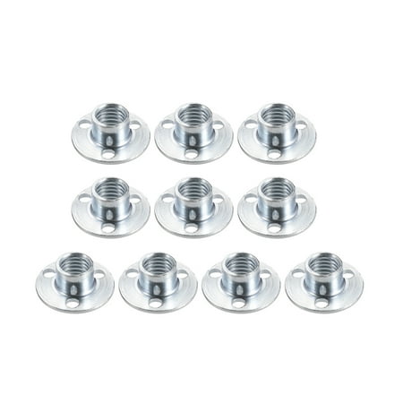 

10Pcs M10x25x1.8mm Brad Hole Tee Nut Carbon Steel Base Screw-In T-Nut