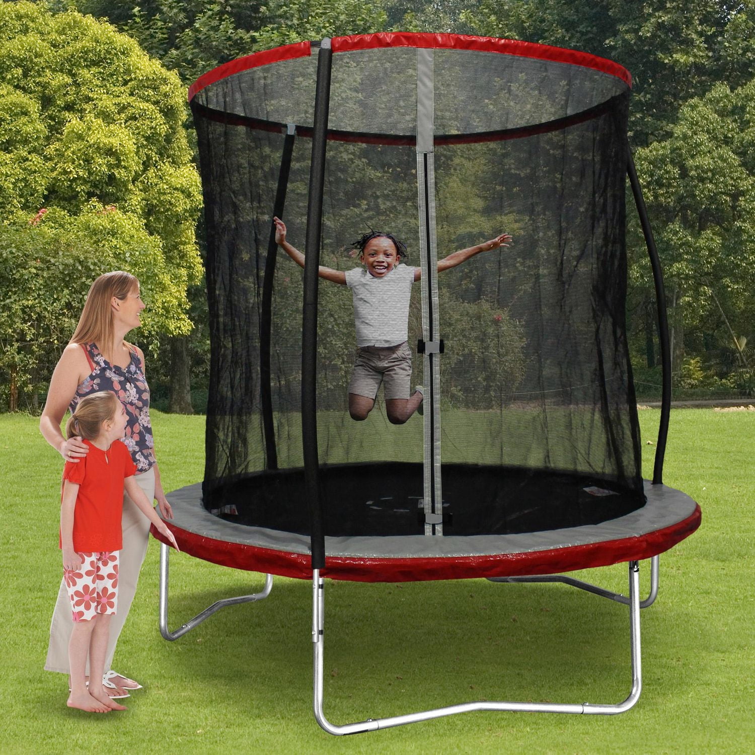 TRAINOR SPORTS 8 FT Trampoline and Enclosure Combo | Jumping Mat and Full Coverage Spring Padding 18201920080US