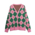thumbnail image 3 of Kaondbfi Women's Sweater Coat, V Neck Knit Cardigan Loose Retro Green Sweater Coat for Fall Winter Stylish Outerwear for Daily & Casual Occasions Winter Coat for Women, 3 of 3