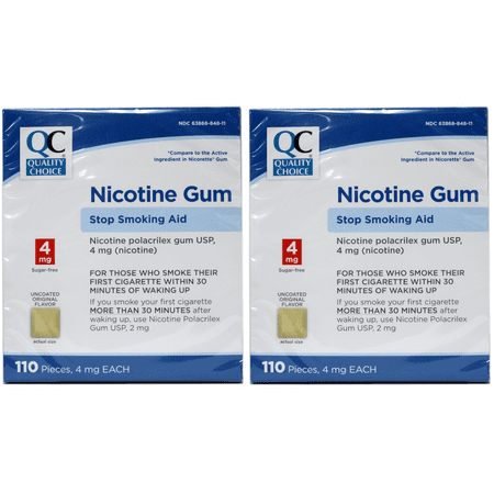 Quality Choice Nicotine Gum Stop Smoking Aid Original Flavor 1100 Pieces 4mg Each Pack of 2