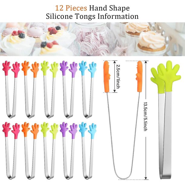 Pinzas de silicona con forma de mano, Mini pinzas de cocina pequeñas y pequeñas para alimentos, azúcar, hielo, ensalada, Buffet (12 piezas)-- Teléfono móvil Teléfono móvil Accesorios para teléfonos móviles