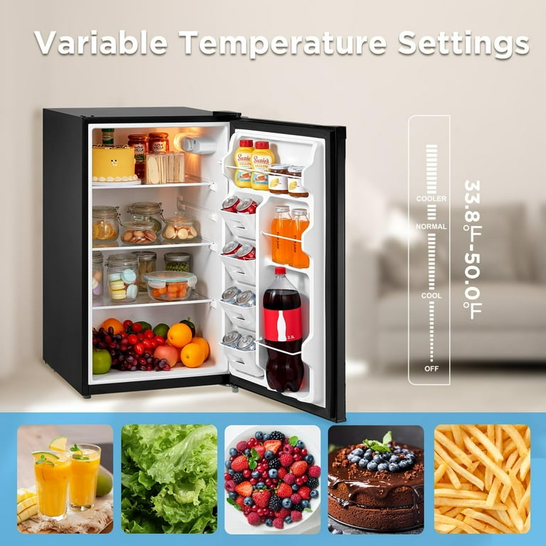 Midea 3.3 Cu. ft. Compact Mini Refrigerator for Dorm, Black, New