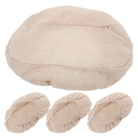 Masteelf Bread Proofing Basket Cloth Liner for Baking Use Beige Cotton and Linen Reusable 4pcs Suitable for 30cm Oval Basket