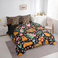 thumbnail image 2 of Erosebridal Animal Capybara Twin Bedding Sets 7-Piece For Boys Girls,Chic Floral Flowers Leaves Bedding Comforter Set For Kids Teens,Black Reversible, 2 of 6