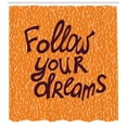 thumbnail image 3 of Dream Shower Curtain, Warm Colored Composition with Follow Your Dreams Phrase Abstract Backdrop, Fabric Bathroom Set with Hooks, 69"WX70"L, Orange Plum and Cream, by Ambesonne, 3 of 3