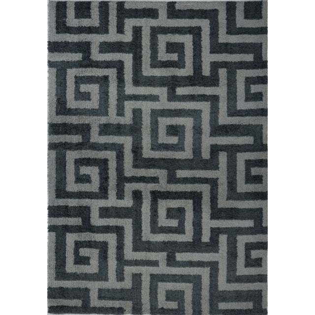 Ladole Rugs Stylish Modern Abstract Calgary Contemparory Elegent Soft Shag Shaggy Grey Area Rug Carpet 5x8 (5'3" x 7'6", 160cm x 230cm)