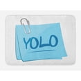 thumbnail image 1 of YOLO Bath Mat, Abbreviation of Popular Contemporary Slogan on a Memo Post Theme, Plush Bathroom Decor Mat with Non Slip Backing, 29.5" X 17.5", Grey Blue and Pale Blue, by Ambesonne, 1 of 2