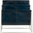 thumbnail image 6 of DecMode 22" Dark Blue Leather 3 Slot Magazine Holder with Metal Stand, 6 of 9