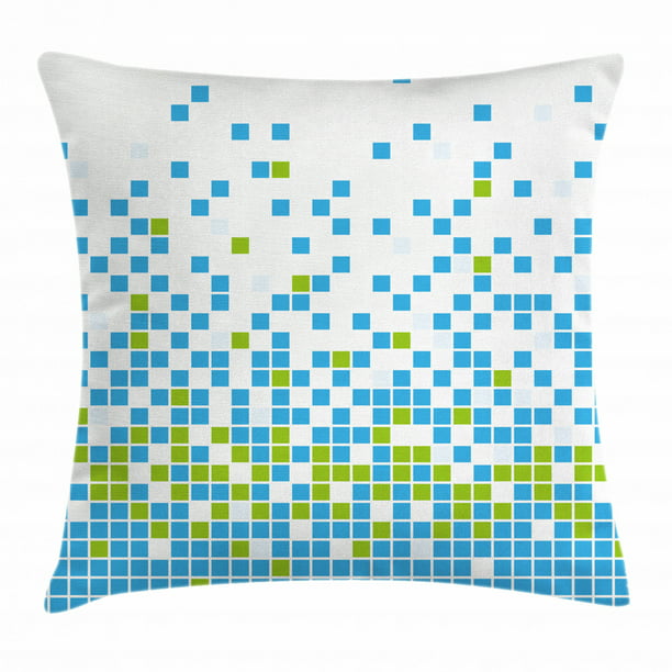 Modern Throw Pillow Cushion Cover Mosaic Grid Pattern Pixel Art