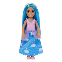 Royal Chelsea Barbie Doll with Blue Hair, Colorful Printed Skirt