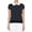 Black/Ivory, variant on YEMAK Women's Classic Polka Dot Contrast Collar Short Sleeve Casual Pullover Sweater MK3673-BLK/IVR-L