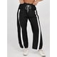 thumbnail image 5 of Pantalones Deportivos Holgados de Pierna para Mujer, Informales, con Cordón Ajustable y Cintura Elástica, en Colores Contrastantes, Estilo Y2K. Negro M, 5 of 7