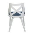 thumbnail image 5 of LumiSource Charlotte Farmhouse Dining Chairs (Set of 2) - Blue Fabric & White Wood, 21.75"x19.75", X-Back Design, Cushioned Seat, Indoor Use for Kitchen or Dining Room, 5 of 6