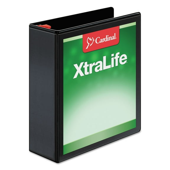 Cardinal XtraLife ClearVue Non-Stick Locking Slant-D Binder, 3" Cap, 11 x 8 1/2, Black