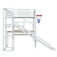 thumbnail image 5 of Euroco Full Size Loft Bed with Desk and Storage Staircase, Metal Bed with Basketball Hoop and Clothes Hanger for Kids Teens, White, 5 of 12