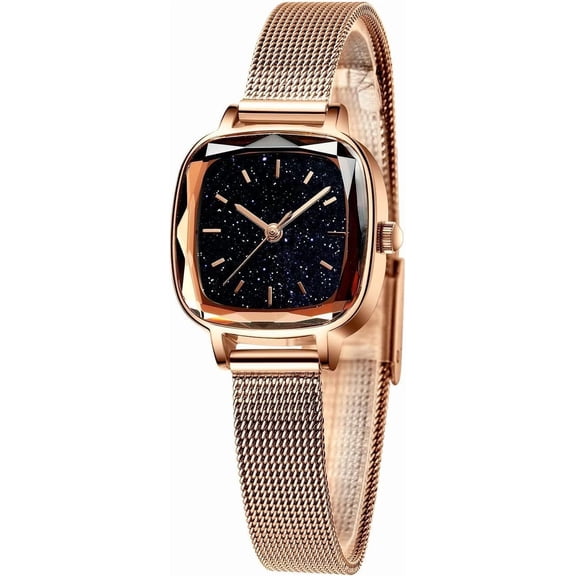 Womens Watches for Small Wrists Analog Quartz Square Watch Ultra-Thin Stainless Steel Mesh Strap Fashion Elegant Designer Ladies Wrist Watch for Women