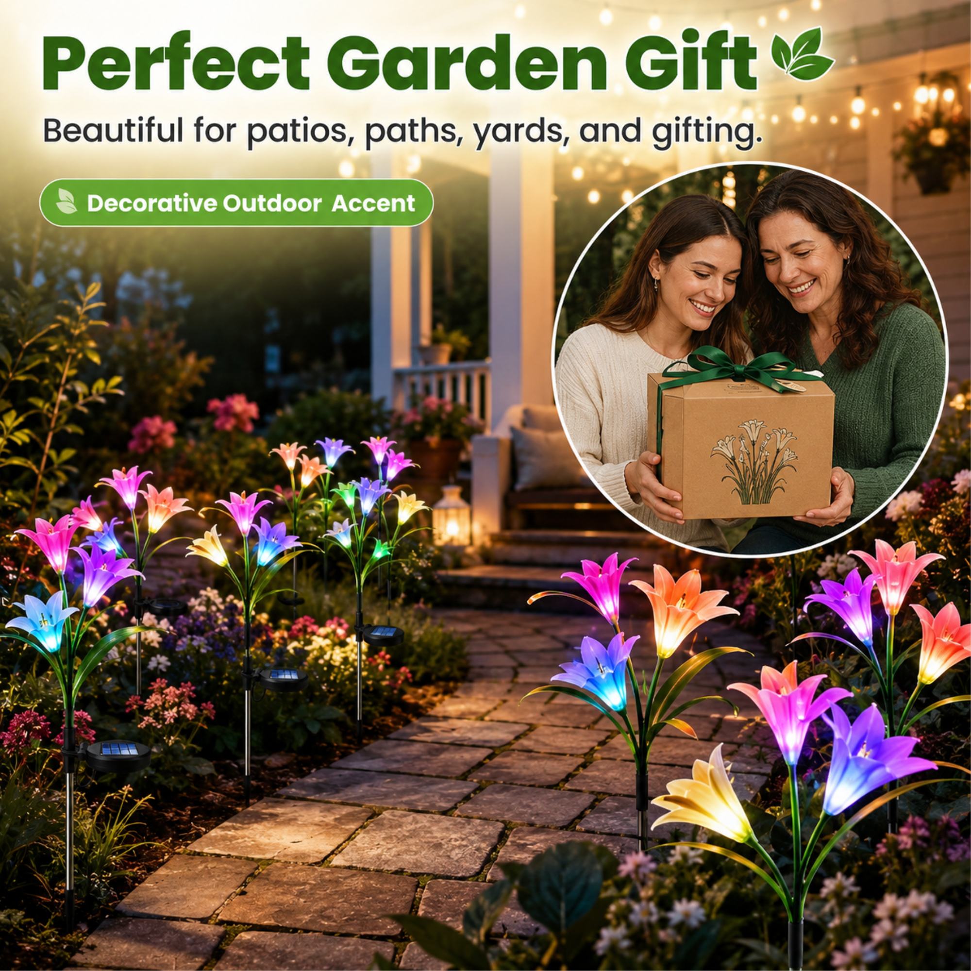 Rynpexz Solar Flower Lights, 2-Pack 8 Lily Stake Lights photo 8