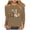 1-Khaki, variant on Halloween 3/4 Sleeve T Shirts for Women Crew Neck Regular Straight Cuff Casual Wear Pumpkin Holiday Clothes Black S